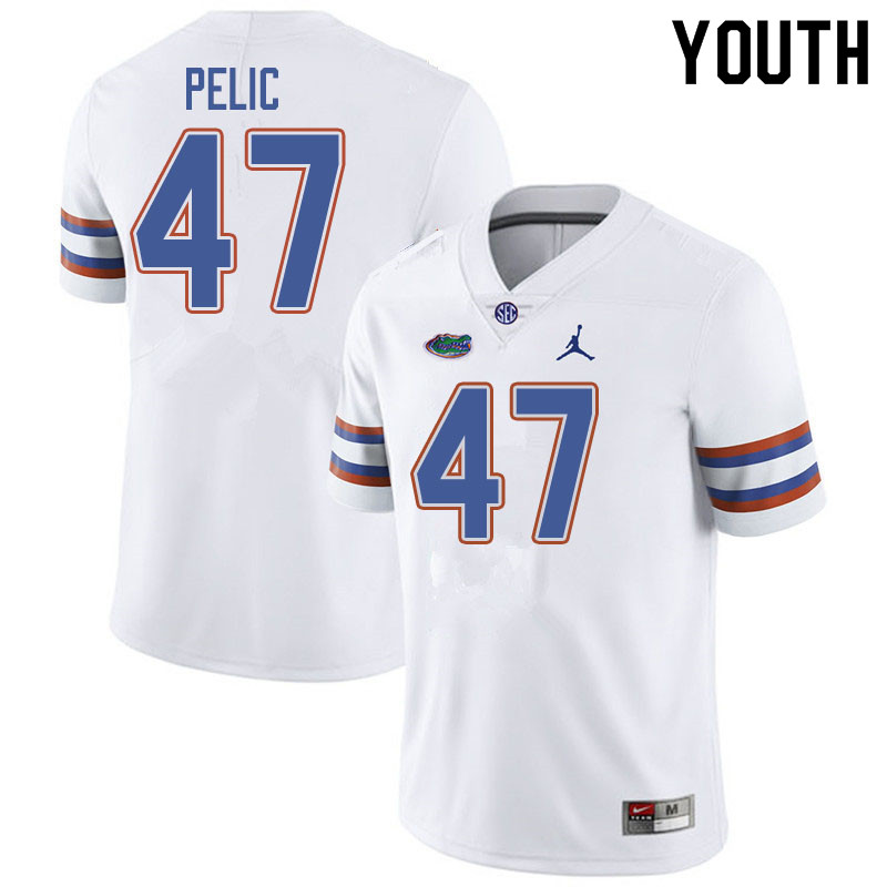 Jordan Brand Youth #47 Justin Pelic Florida Gators College Football Jerseys Sale-White